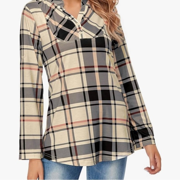 New Plaid plus size blouse - Picture 11 of 12